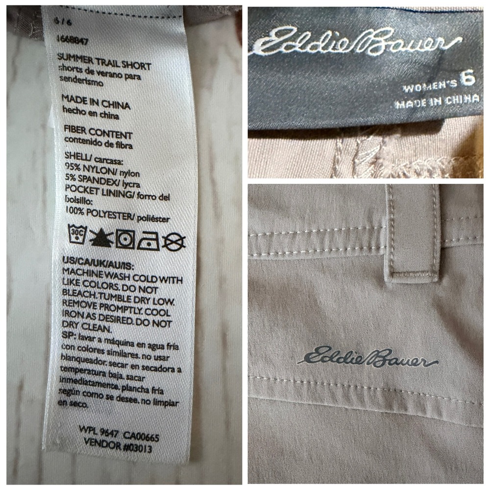 Eddie Bauer Summer Trail Shorts Womens 6 Tan Hiking Gorpcore Utility Cargo Nylon - Picture 3 of 10